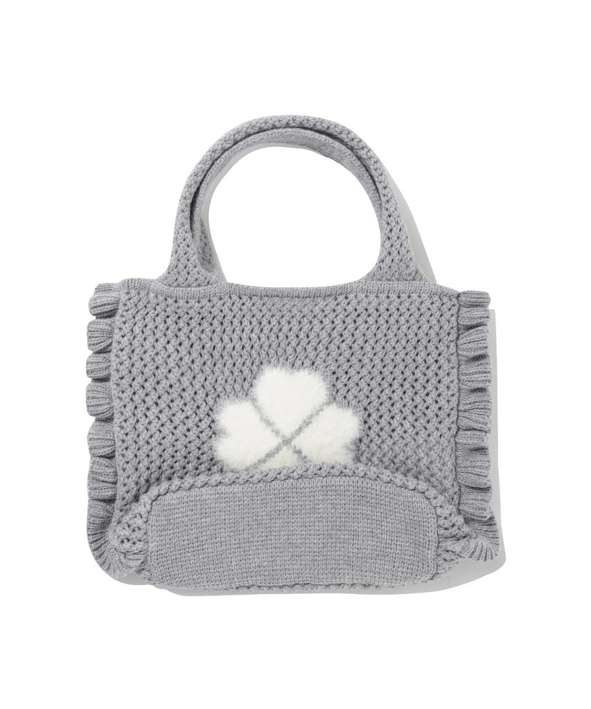 Covernat Woman Clover Heart Mini Knit Tote Bag Gray