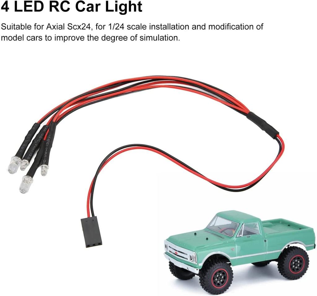 GTIWUNG 4-LED RC Car Lights, RC LED Lights, Headlight and Taillight Set for 110 RC Model Cars and Trucks, 5mm3mm Diameter, Comfortable and Easy to