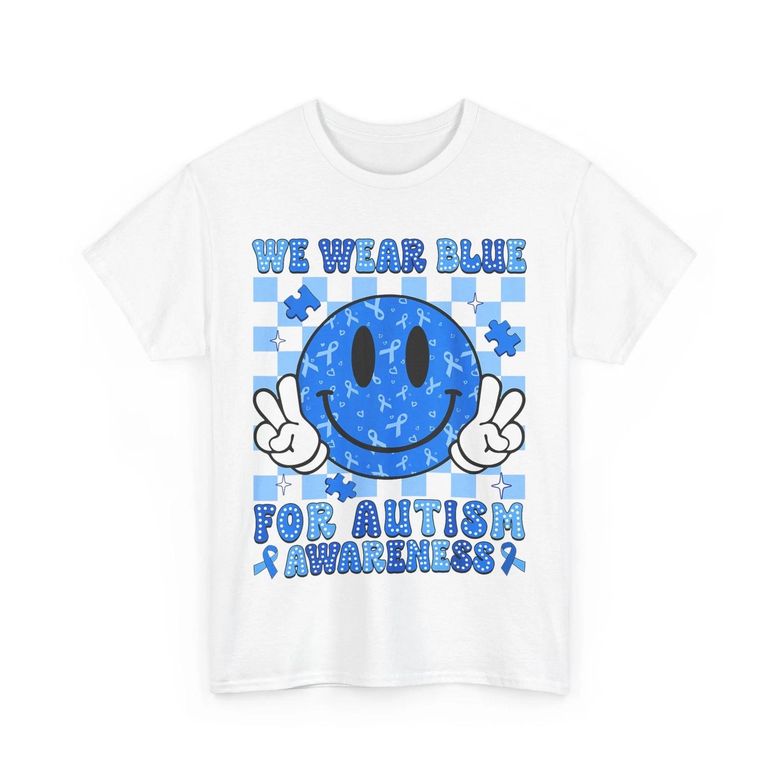 Autism Awareness Shirt, We Wear Blue For Autism Awareness Blue Ribbon Shirt 3XL