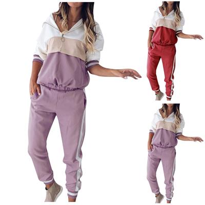 Women's Sports And Leisure Suit Long Sleeve Color Matching Two-piece Suit