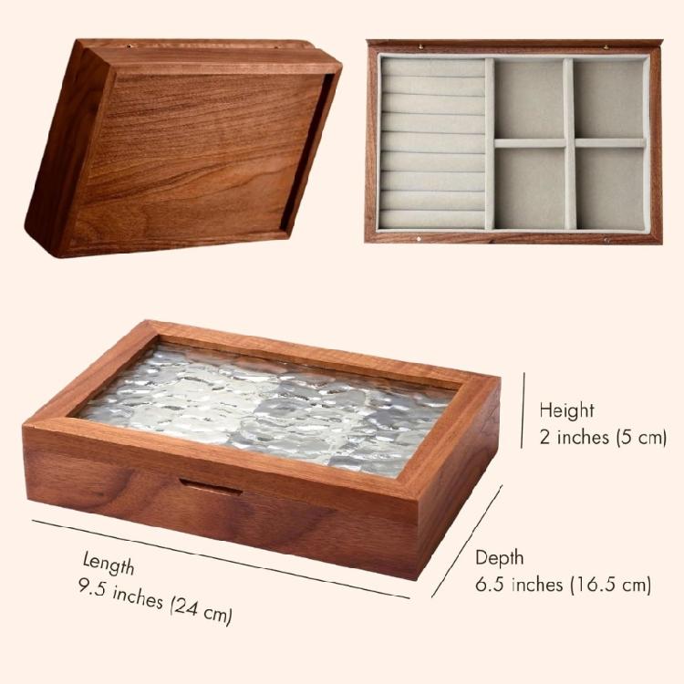 Multifunktionale Stilvolle Schmuckaufbewahrungsbox aus Holz Tragbare Designs mit Schützendem Futter Wohnaccessoire für den Täglichen Gebrauch