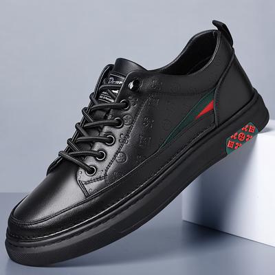 Men's 2025 New Cowhide Soft-soled White Shoes Lace-up Versatile Leather Shoes Men's Youth Sports Foot Casual Board Shoes