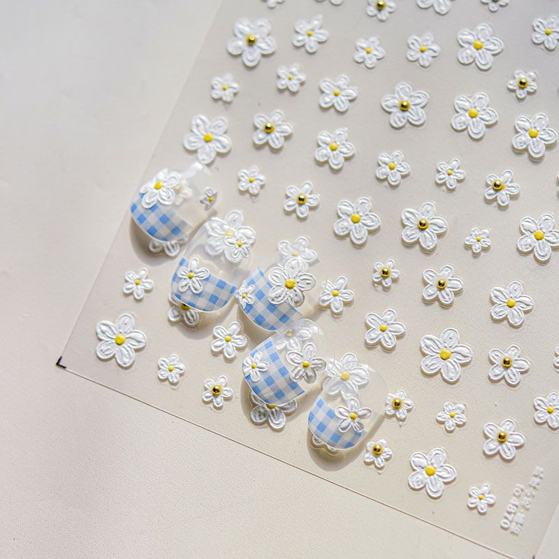 

Little Daisy Nail Stickers New Arrival 5D Relief Three-Dimensional Internet Celebrity Ins Fresh Sweet Style Nail Stickers Decorations Texture floral 4870