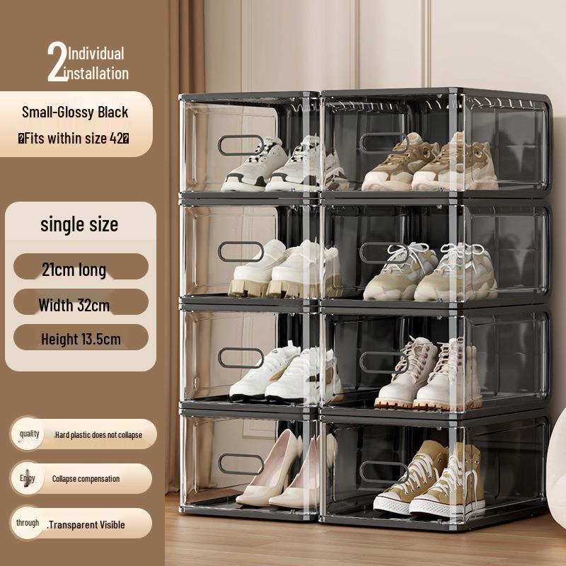 Transparent Stackable Shoe Storage Box - Dustproof Multi-layer Organizer for Home Use