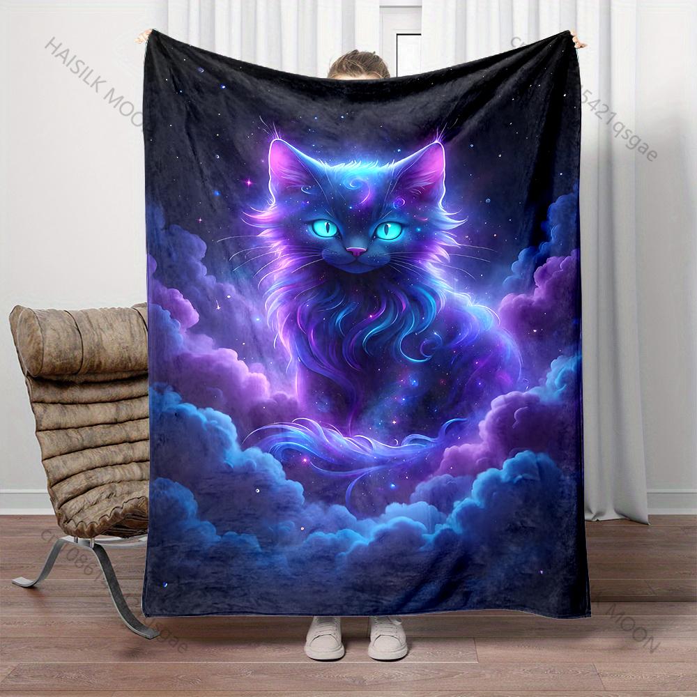 1PC Blue Flame Black Dragon Roaring Peak Print Blanket Flannel Material Soft Warm for All Seasons Home Outdoor Camping Picnics