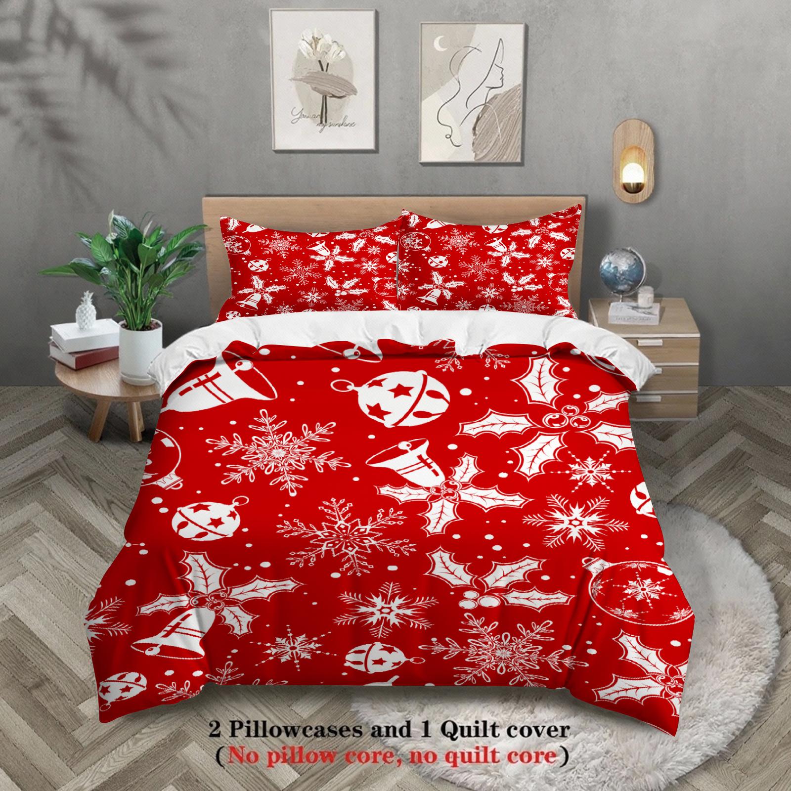 

Christmas Bedding Set Soft Duvet Cover Set Quilt Cover With Pillowcase For Bedroom Decor Birthday Gifts Christmas Decorations EU Single135x200cm