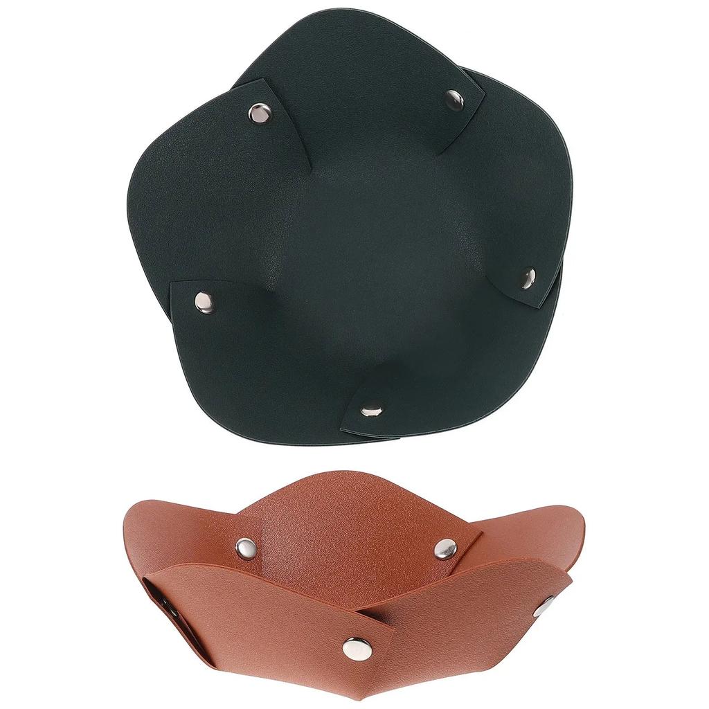 1PC Leather Organizer Desktop Tray Key Plate Home Decoration Organizador Dice Tray Key Wallet PU Leather Folding Storage Box