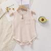 Summer Infant One-piece Clothes 0-3Y Newborn Cotton Gauze Bodysuit Baby Girl Boy Sleeveless Button Design Breathable Romper