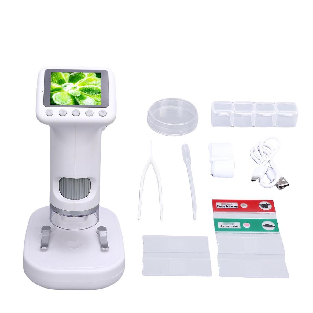 Kids Microscope 1600X Pocket Portable Mini Handheld Digital 1080P HD 2in Screen Rechargeable Student Edu Science Toy