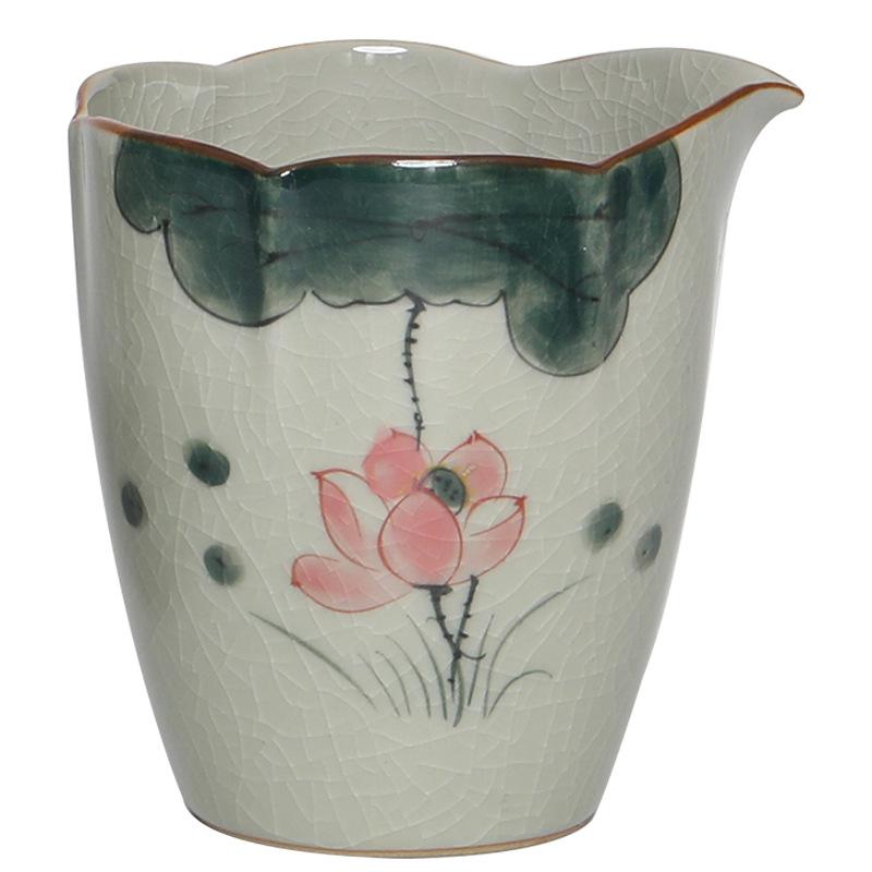 Ge Kiln Hand-Painted Ice Crack Glaze Fair Cup Ceramic Large Tea Sea Kung Fu Tea Set Single Uniform Teacup Tea Dispenser Chinese Style