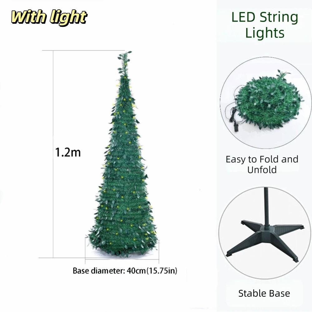 Warm White Lights Folding Christmas Tree Pre-Decorated Collapsible Holiday Tree  Festive Decor