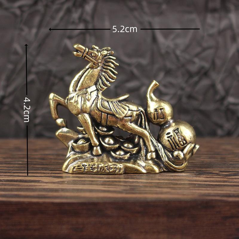 Bronze Horse Desktop Decoration Living Room Tea Table Sculpture Metal Craft Home Decorations Chinese Zodiac Horse Statue