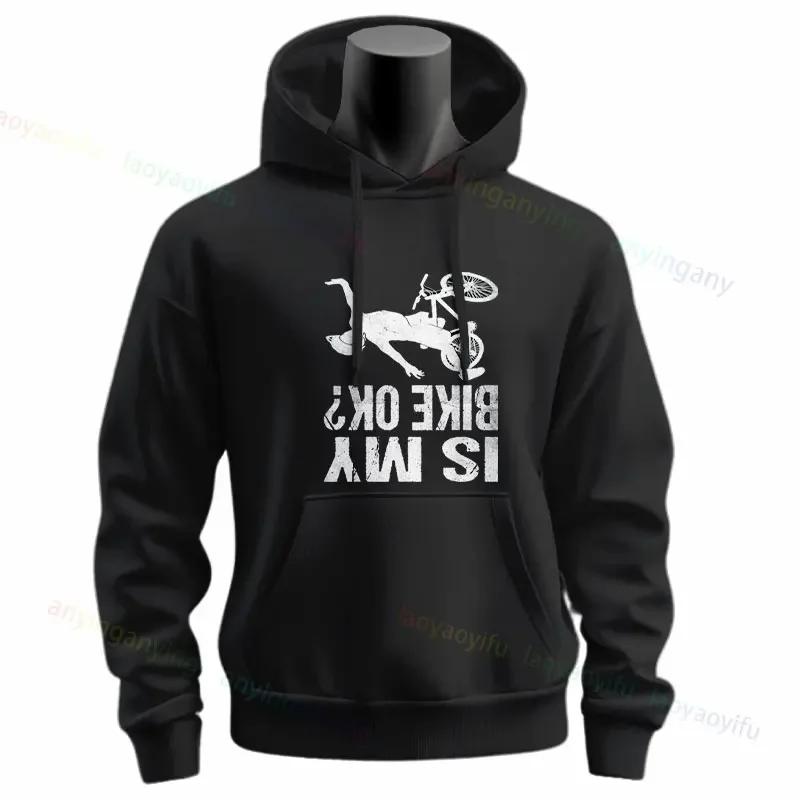 Rower Uśmiechnięta Twarz Miłośnicy Rowerów Zabawny Prezent na Kolarstwo MTB Bluza z Kapturem Slogan Grafika Bluzy z Długim Rękawem Wkładana Bluza z Kapturem