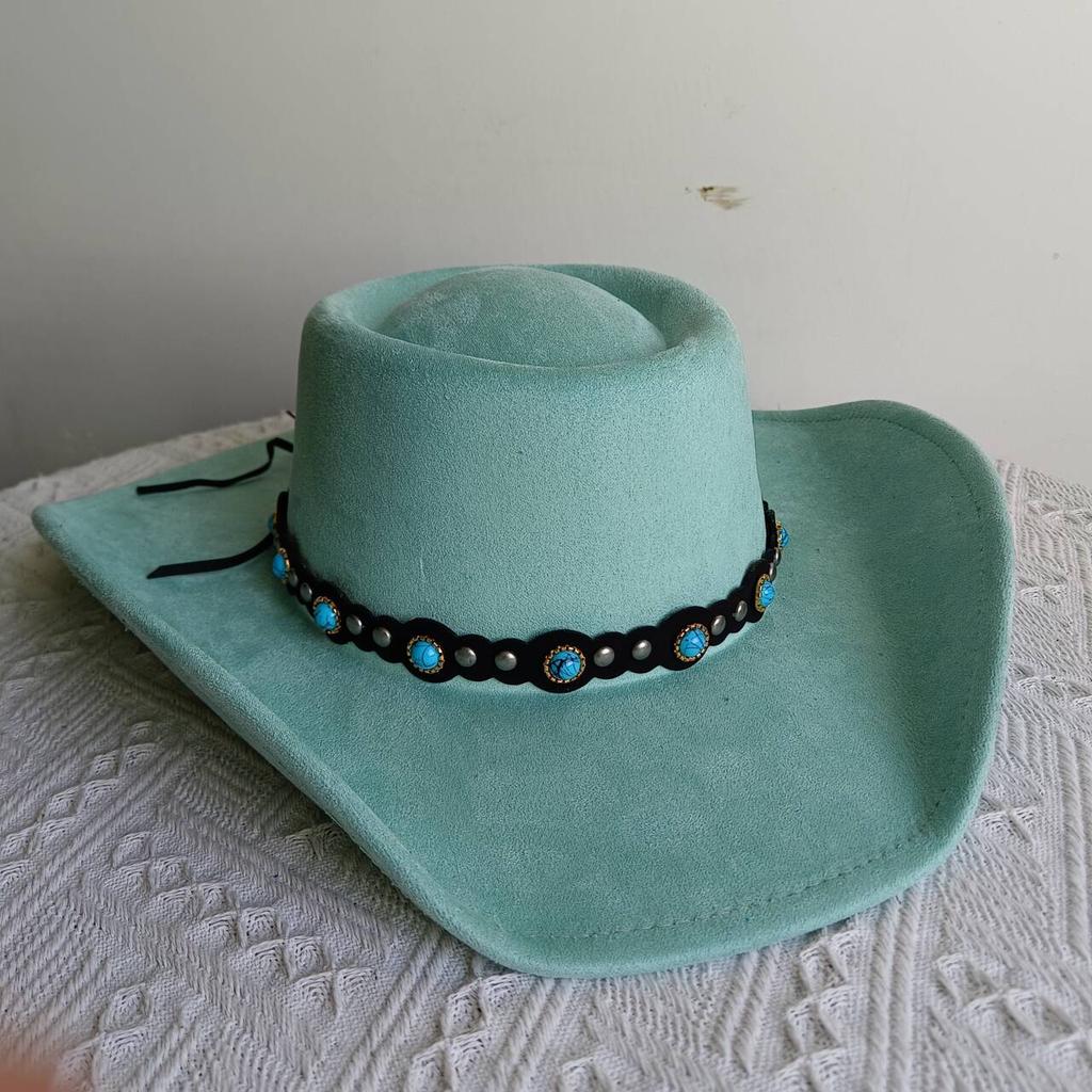 Cappello fedora western cowboy classico con top concavo convesso in camoscio a tesa larga uomo e donna cappello da cowboy moda festa cappello a tesa larga cowgirl