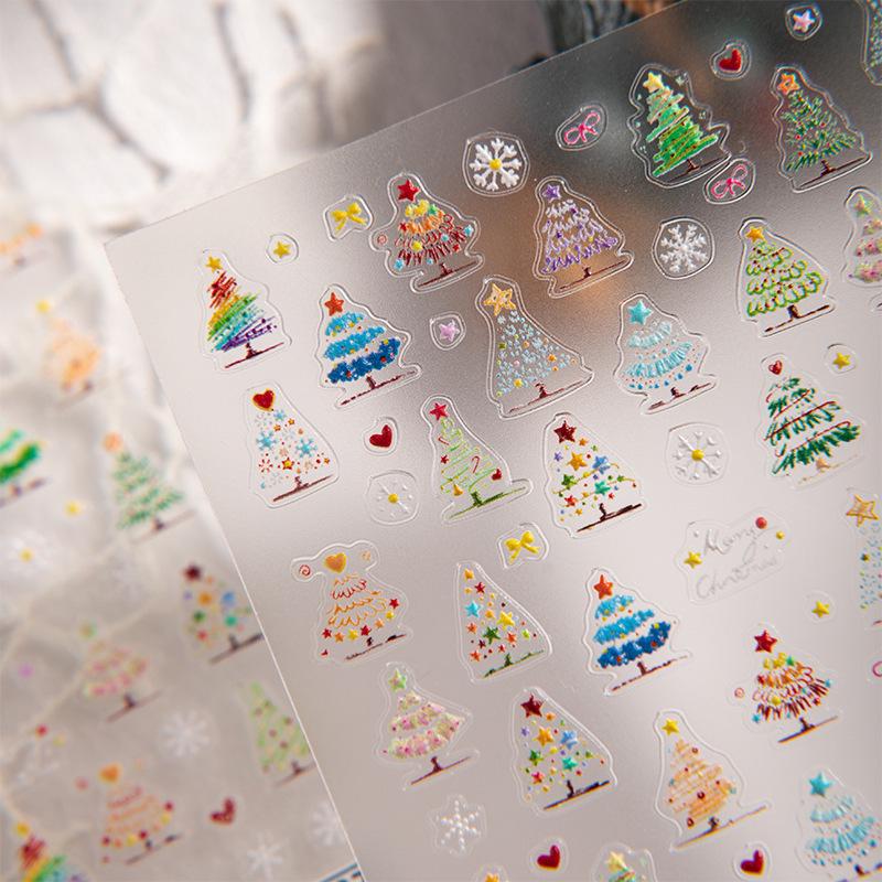 Sky Christmas Tree 3D Nail & Gadget Stickers - Festive Embossed Decorations