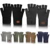 Thickened Half-finger Gloves Autumn and Winter Velvet Knitted Cold-proof and Warm Half-cut Writing Wool Leaking Finger Gloves