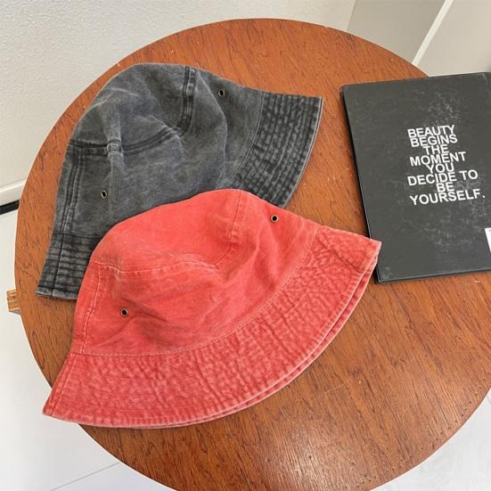 Bucket Hat Solid Color Washed Vintage Anti-UV Sunscreen Decorative Denim Unisex Women Men Cap Headwear