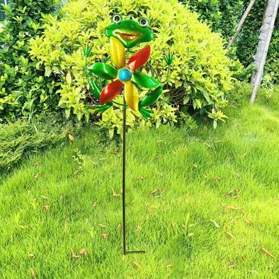 Drehender Froschform Windrad Abnehmbar Kreativ Gartenstecker Windrad Eisen Langlebig Windsammler Rotator Hof