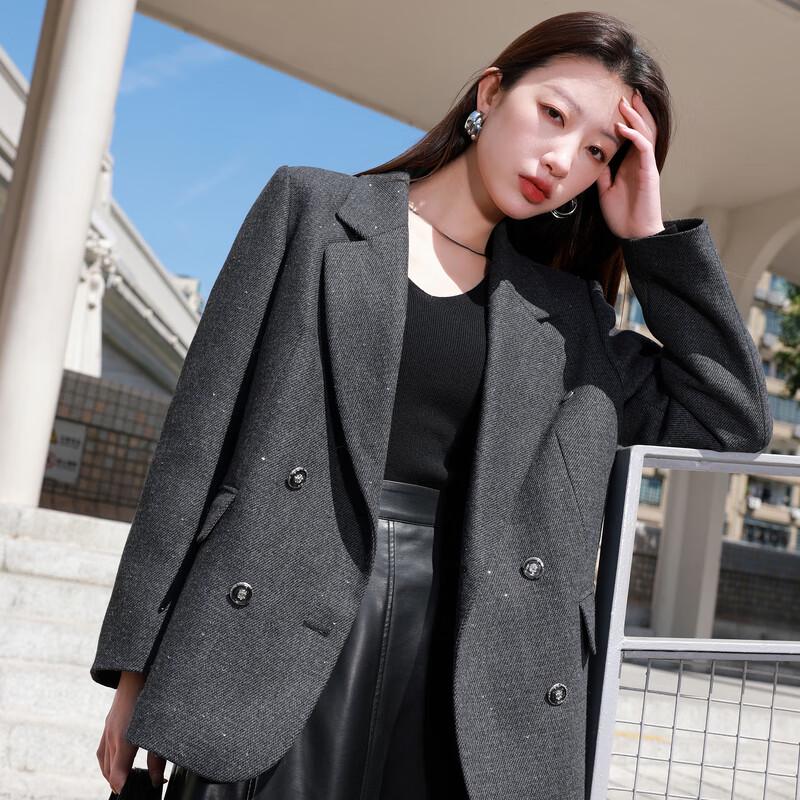 Sancai Damen Übergröße 90% Entendaunen Wollmischung Mittellanger Mantel