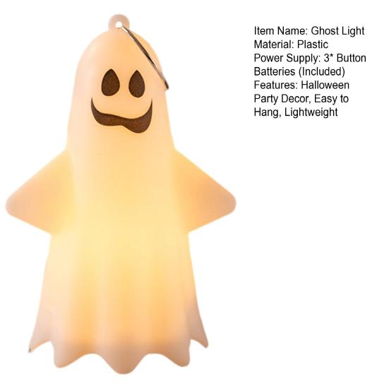 Halloween Spøkelseslys Skummelt Spøkelsesdekorasjon Lysende Spøkelsespynt Hengende Lys for Bord Kaminhylle Veggdekorasjon