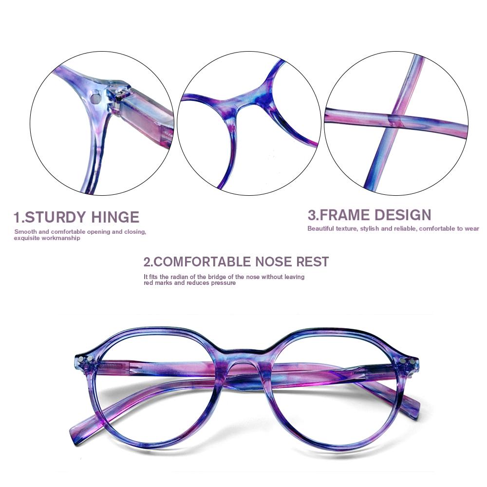 Turzing Round Reading Glasses for Women Men Spring Hinge Lightweight Pattern Print Eyewear