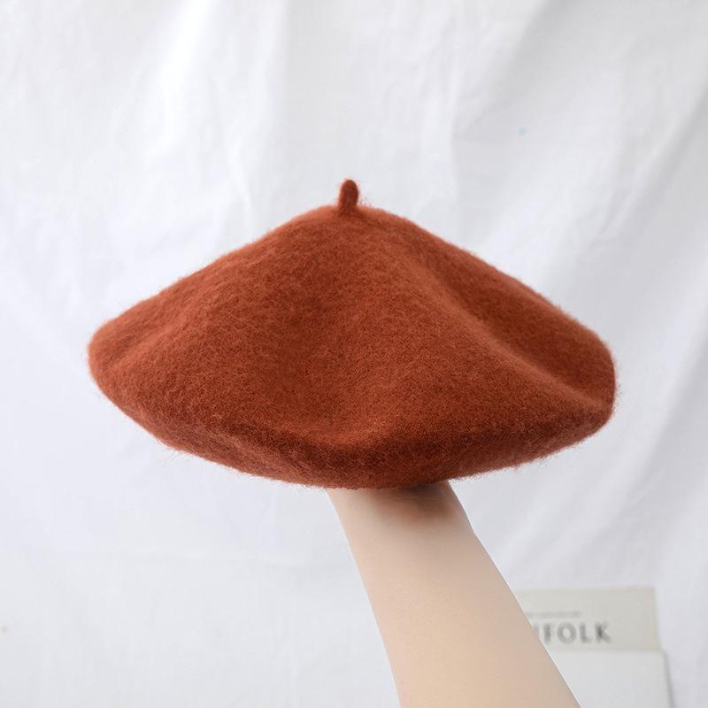 Wool beret fashionable versatile British retro high-end hat women's autumn and winter big head circumference painter hat