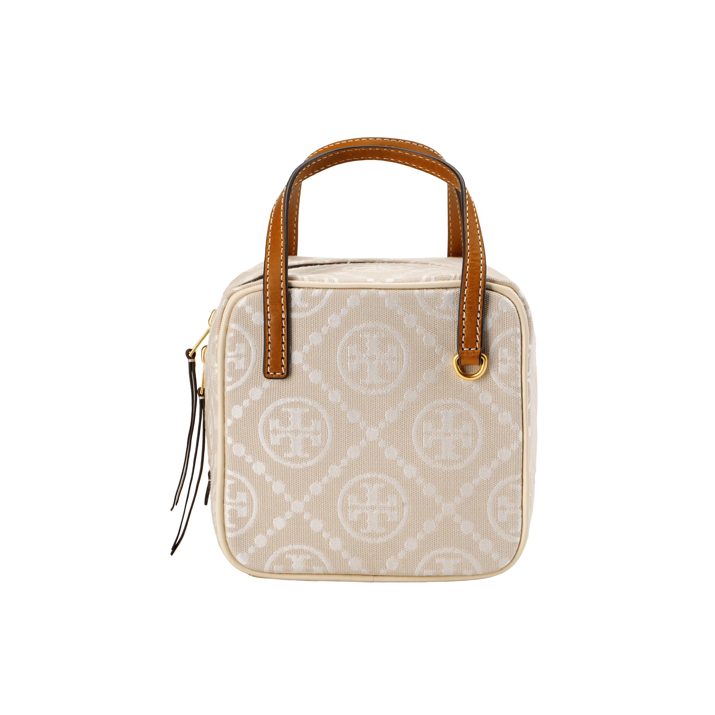 

Tory Burch T Monogram Double T Logo Quilted Cube Removable Shoulder Strap Jacquard Leather Trim Shoulder Crossbody Tote Bag Women handbags 153389-104 Basic Set (Bag+Dust Bag)