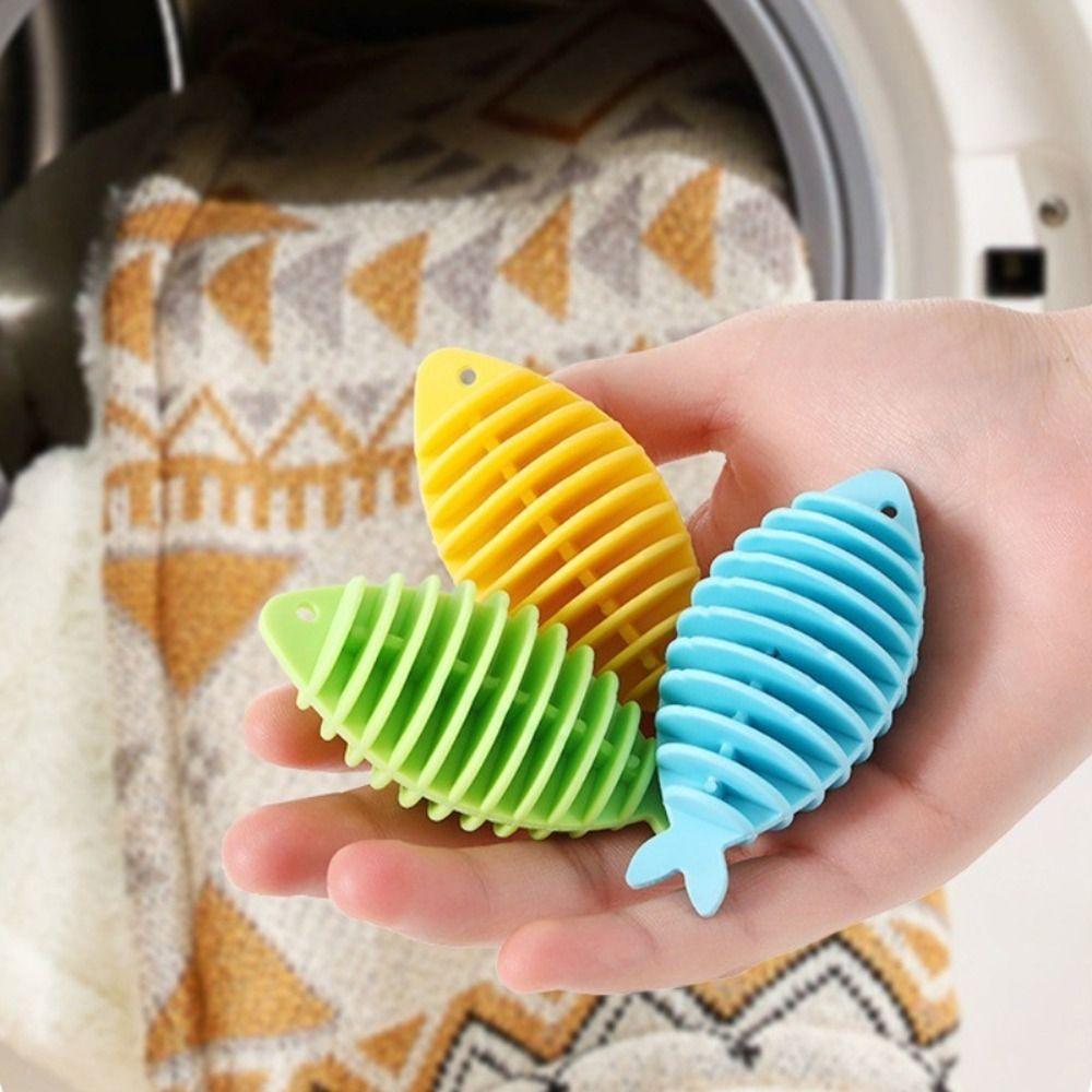 1/5Pcs Fish Shape Laundry Balls Soft Glue Laundry Tablets Durable Softener Ball