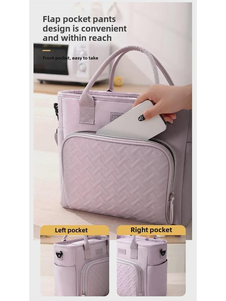 Beilian Large Capacity Insulated Lunch Bag - Portable One-Shoulder Office Picnic Cooler