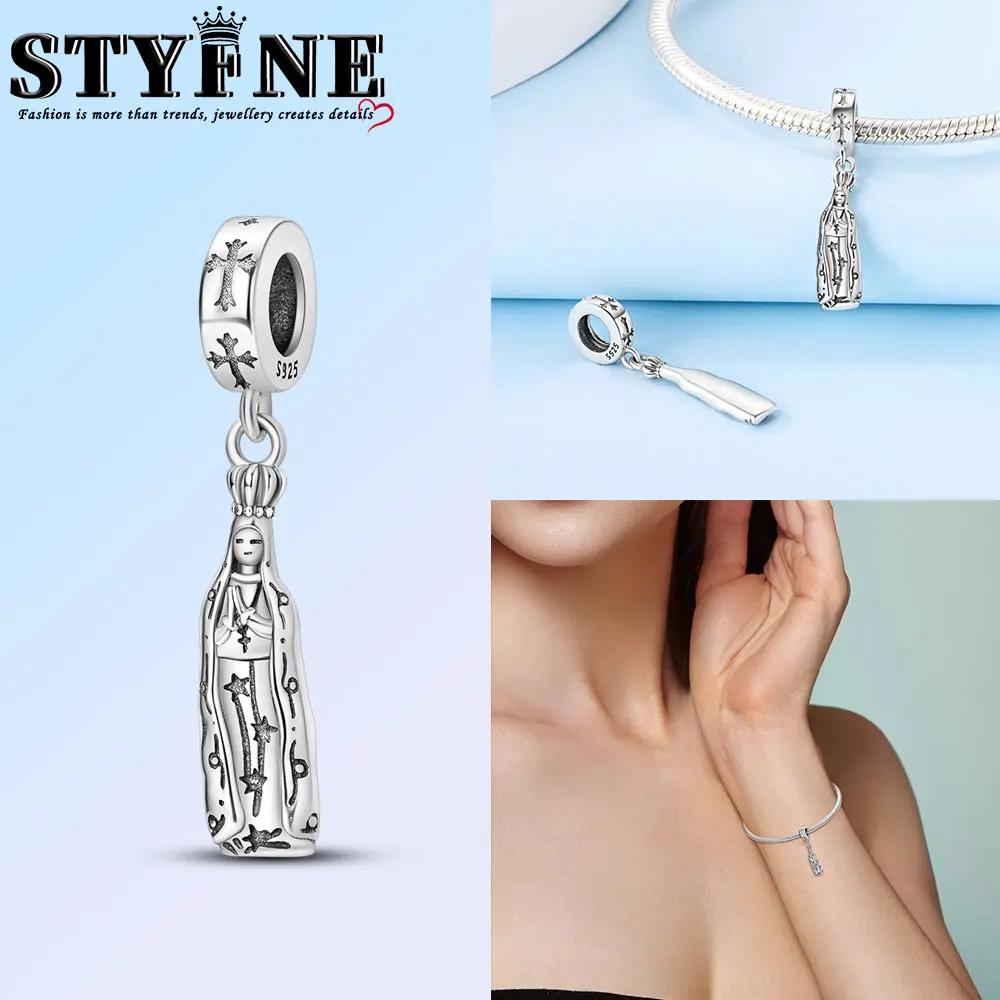 Exquisite Copper Nossa Senhora Aparecida Dangle Cross Charms Pendants Fit Original Bracelets Diy Jewelry For Women