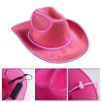 Westernstyle Cowboy Hat Noveltycowgirl Pinhat Glowing Costume Top Hats Headwear Fedorahat Carnivals Party Props Cap