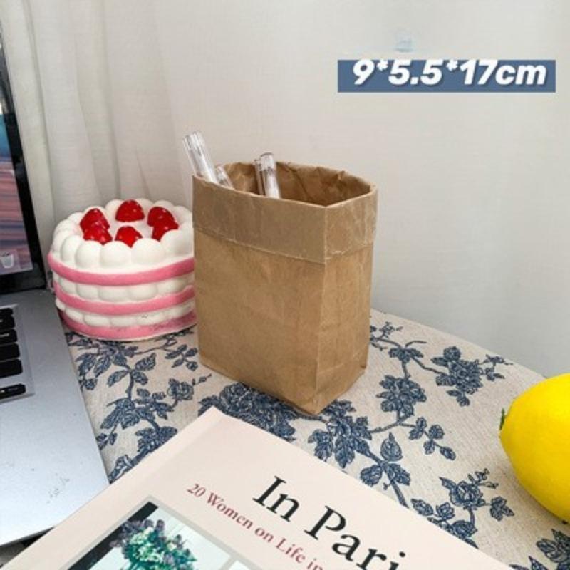 

Крафтовый бумажный пакет Простой упаковочный пакет Настольная сумка для организации косметики, кистей для макияжа, губной помады, канцелярских товаров Small 20pcs жёлтый