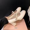 Cheongsam shoes Mary Jane single shoes women 2025 new fairy thick heel high heels soft leather evening gentle bridesmaid shoes