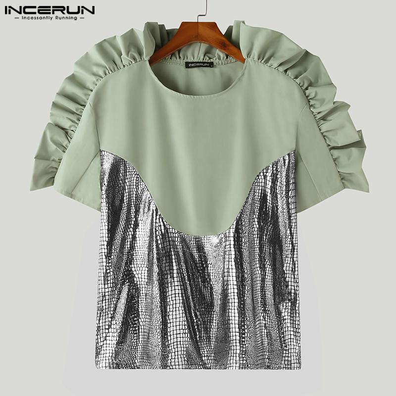 

INCERUN Летние мужские топы с цветными оборками и подолом для вечеринок