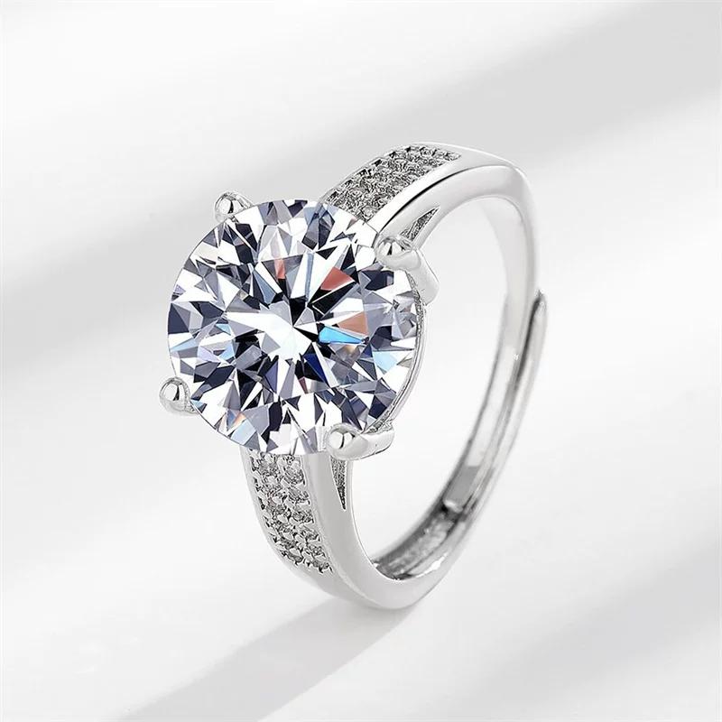 Cold wind super flash moissanite ring women's 925 silver Hong Kong style celebrity high-end fashion Valentine's Day simulation diamond ring