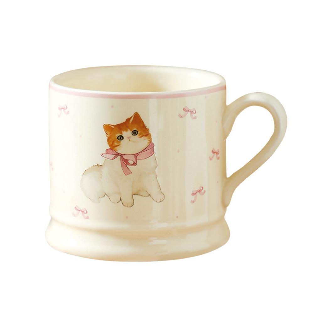 Ins Cute Mi Ceramic Cup Light Luxury High Value Bow Mug Household Couple Water Cup Gift