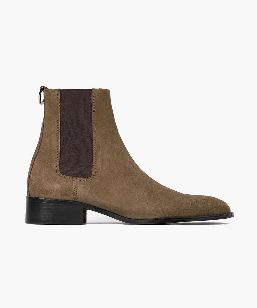 Firenze Atelier High Ankle Line Slim Toe Suede Chelsea Boots 3342-Qs [Mid Brown]