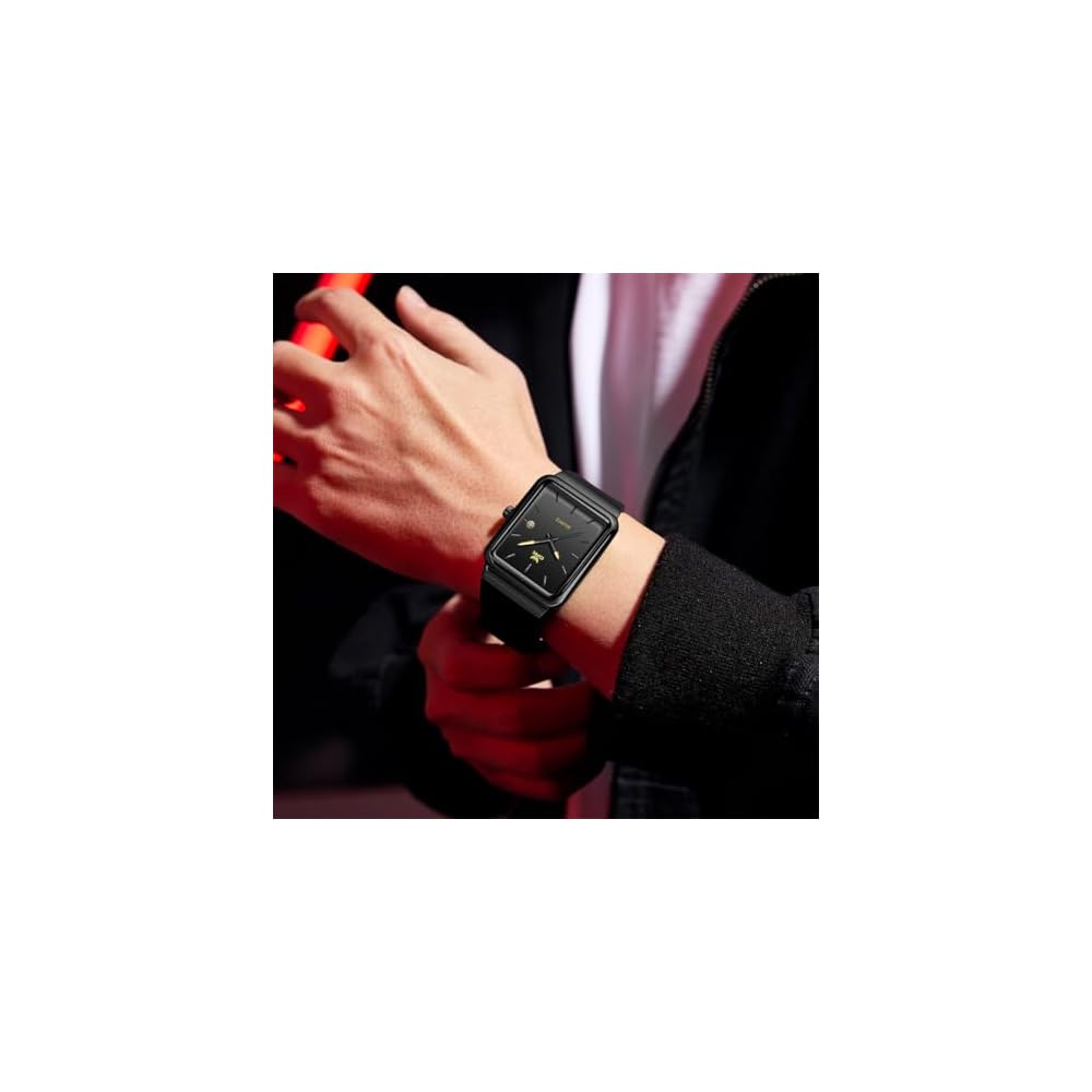 OPK Men's Quartz Watch Black Waterproof Date Display Stylish Classic Silicone Band