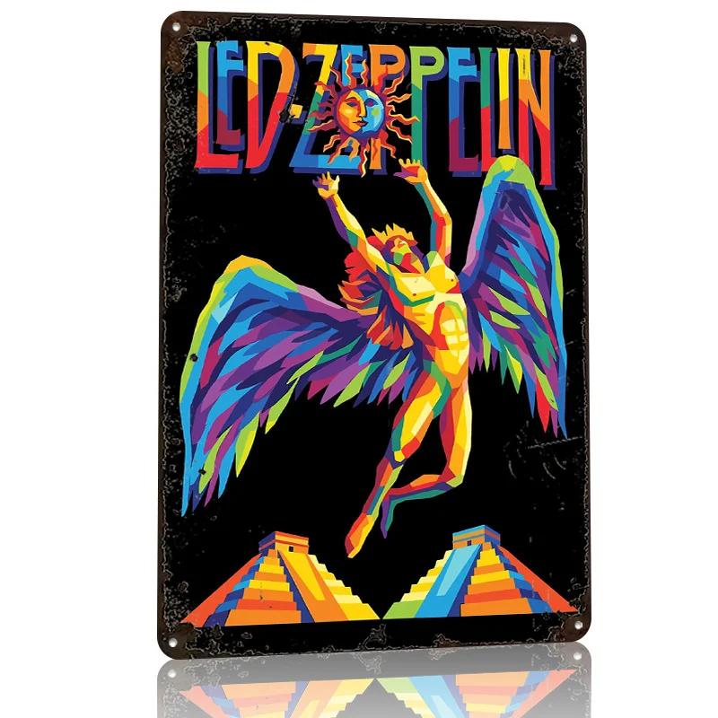 Led Zeppelin Icarus Wpap Art Personalized D Textured Metal Poster Wall Art Vintage Tin Signs for Decoration Bedroom Accessories