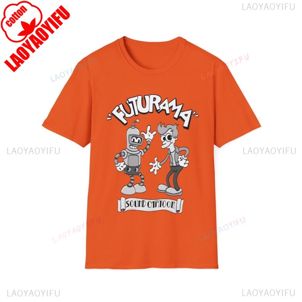 Hot Sale Cartoon Futurama Graphic Printed Cotton Tshirt Streetwear Casual Fashion Loose Hip Hop Short Sleeve Y2K Unisex Tshirt