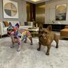 Graffiti French Bulldog Figurine Hand-Painted Artistic Dog Statue Resin Sculpture Living Room Office Home Desk Decoration Ornament