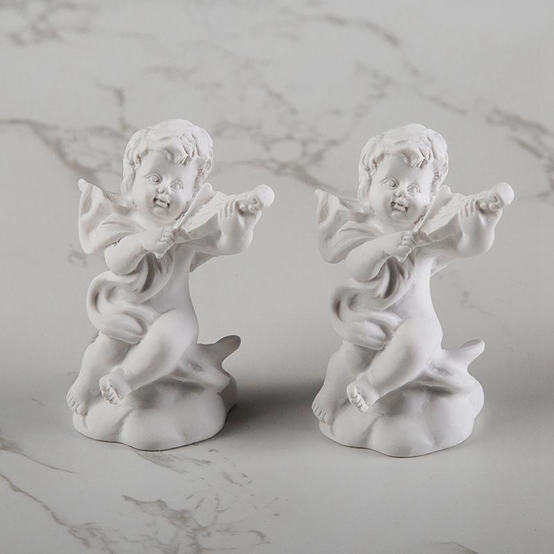 4 Stück/Set Niedliche Engel Ornamente Harz Engel Figur Desktop Kleine Dekorative Skulptur Retro Blumenfee Heim Garten Topf Dekor