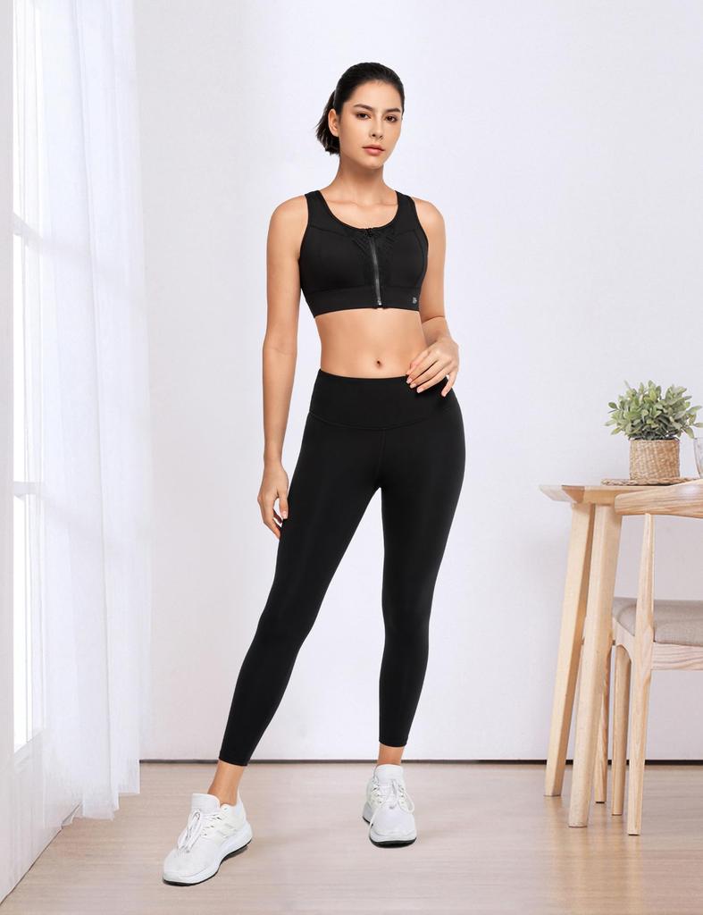 Yvette Sports Bra for No Front High Moisture Quick Integrated Large Sports Black Women, Bounce, Opening, Support, Mesh, Wicking, Drying, Cup,