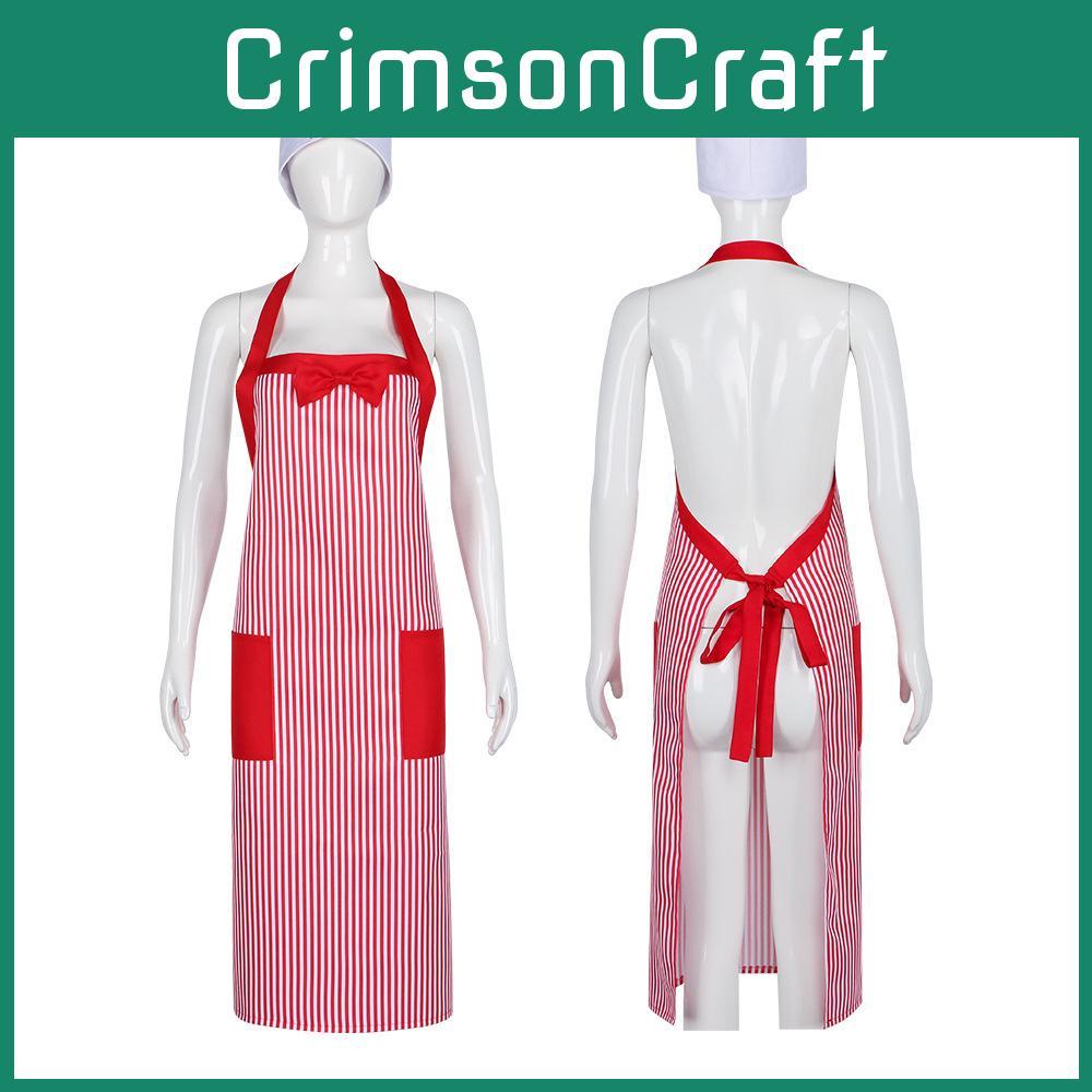 Costume Halloween Cosplay Set Chef Hat Striped Apron Role Play Events Themed