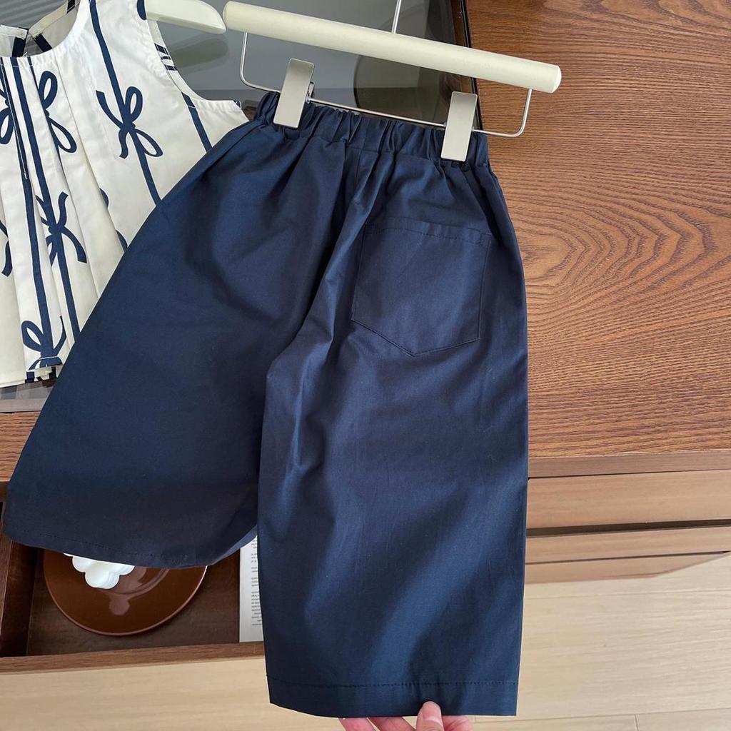 Girls' Summer 2025 Trendy Sleeveless Chinese Style Two-Piece Set