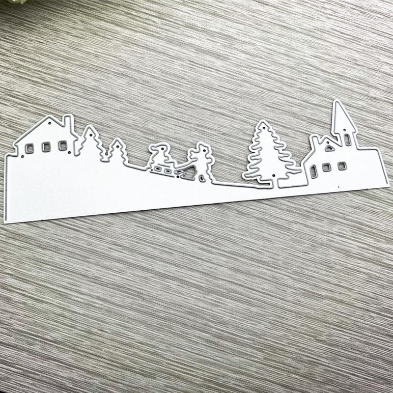 Weihnachtshaus Metall Stanzschablonen Schablone für DIY Scrapbooking Fotoalbum Prägepapier Karten Basteln Stanzteile