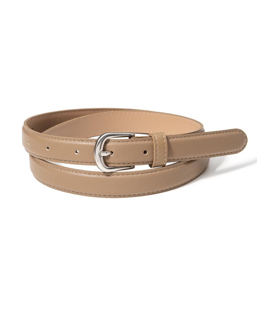 Hallen (W) Simple Silver Fake Leather Belt (T018_Beige)