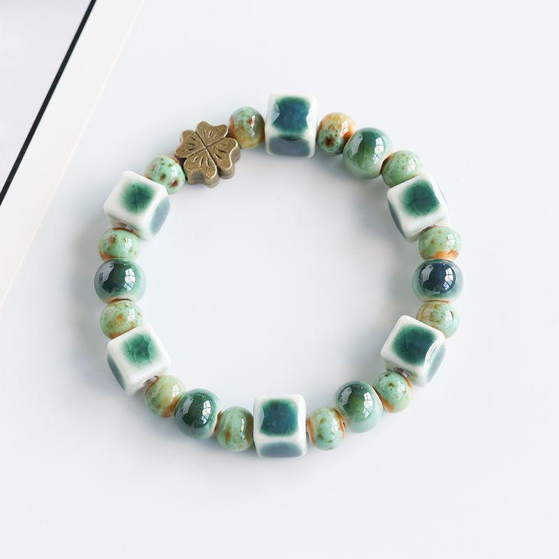 

Цзиндечжэнь Фарфоровые Бусины Нить Бусин Браслет Новый Китайский Керамический Браслет Этнический Стиль Студенческая Парная Бижутерия Браслет Ремешок для Ношения Женский Four-leaf clover [emerald green]]