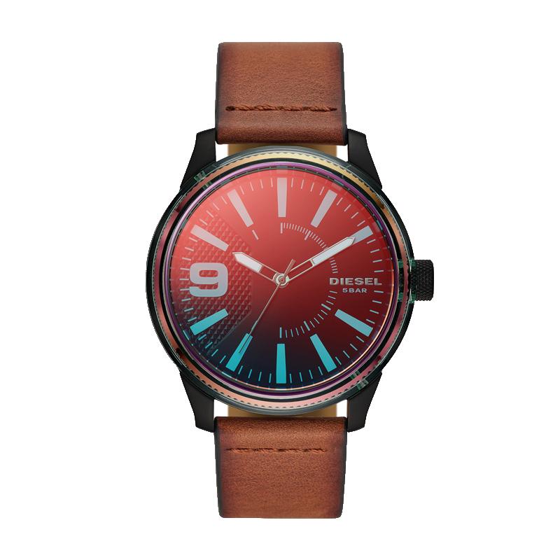 Diesel Watch Quartz Movement Leather Strap 46Mm Black Dial Men watches DZ1876 Black Dial