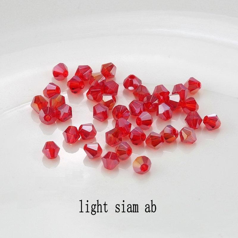 4mm 100pcs Shiny Crystal Beads Bicone Beads Glass Beads Loose Spacer Beads for Bracelet DIY Jewelry Making 200pcs